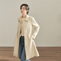 INMAN 茵曼 秋女装法式印花丝巾翻领正肩风衣外套
