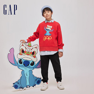 Gap【史迪奇联名】男女童春季2024抓绒卫衣847320运动上衣 红色 130cm(S)亚洲尺码