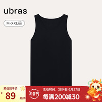 ubras24年男士经典圆领背心可外穿打底背心内搭亲肤舒适透气 黑色 L