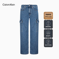 Calvin Klein Jeans24春夏男士工装风大口袋复古微弹宽松牛仔裤J325410 1A4-牛仔蓝 30