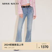 MISS SIXTY2024春季新款牛仔裤女低腰复古微喇显瘦辣妹风百搭通勤 中蓝