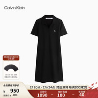 卡尔文·克莱恩 Calvin Klein Jeans24春夏女士休闲通勤字母修身V字POLO领连衣裙J223498 BEH-太空黑 XS
