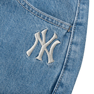 MLB 美职棒（MLB）女裤 2024春季时尚休闲牛仔阔腿裤舒适透气直筒长裤子 3FDPB0241-50BLL S(165/70A)