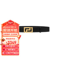 范思哲(VERSACE)男士黑色牛皮革Greca雕刻金扣腰带4cm 100