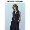 UR2024春季新款女装复古时髦无袖V领纽扣短款牛仔外套UWU840025 蓝色 XL