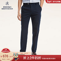 布克兄弟（BrooksBrothers）男士凉感泡泡纱纯色裤子修身长裤 4004-藏青色 34/34