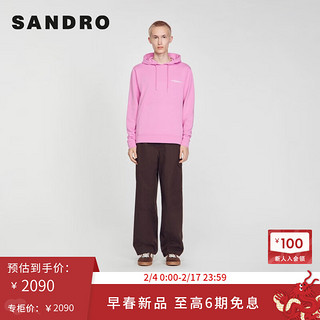 SANDRO2024早春男装多巴胺粉色抽绳连帽针织卫衣SHPSW00636 60/粉色 S