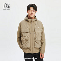 KOLON SPORT/可隆防风夹克 中性款户外可拆卸外套马甲两件套【OBLI-K系列】 LUJK4ST704-OG 橄榄绿 165/XS