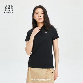 KOLON SPORT可隆户外女子速干打底短袖T恤运动防晒保罗弹力POLO衫 LKPT4ST520-BK 黑色 180/2XL