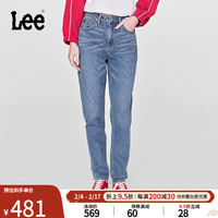 李 Lee24早春411舒适高腰小直脚中蓝色女牛仔裤潮流A06426 中蓝色(裤长25) 26