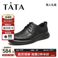 TATA他她 MEZ02AM4 纯色舒适 黑色 38 男士休闲皮鞋