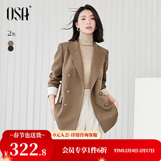 欧莎（OSA）职业正装西装外套女秋冬装休闲气质小西服 咖色 L