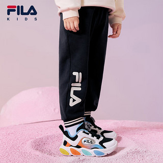 FILA 斐乐 儿童童装时尚裤子2024春小童男女童休闲舒适运动长裤 RD宝蓝-NV 105