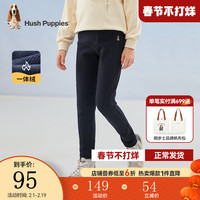 暇步士(Hush Puppies)童装女童一体绒打底裤弹力保暖舒适 藏蓝 160cm(偏大一码)