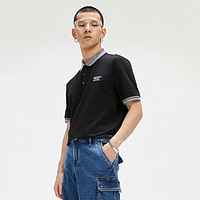 GXG 男装 奥莱夏季商场同款黑色撞色刺绣polo衫#GC124681E