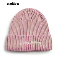 古由卡(GUUKA)复古做旧针织帽男冬潮 不易掉保暖冷帽女百搭舒适亲肤 粉色 均码