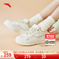 ANTA安踏松饼鞋丨女鞋板鞋2024春季厚底增高休闲板鞋简约百搭运动鞋子女 【顺丰快递】象牙白/嫩叶绿-3 36