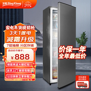 BingXiong 冰熊 立式冰柜家用小型冷冻速冻母乳储存商用抽屉式小冷柜节能省电冰箱 158L暗夜灰