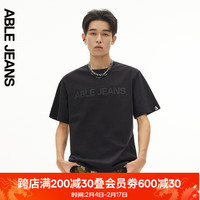 ABLE JEANS 24夏季男士TEE街头LOGO宽松圆领短袖T恤男881212 黑色 XS