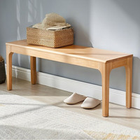 原声原代实木长条凳卧室床尾凳实木长凳衣帽架长板凳1米换鞋凳中式长凳子 原木色（长120*宽30*高46cm） 实木长条凳