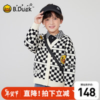 B.Duck小黄鸭童装男童毛衣针织衫2024新款儿童开衫洋气春秋装外套 黑色 1