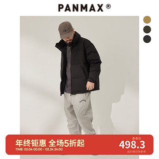 潘·麦克斯（PANMAX）PANMAX大码男装潮流宽松2023加厚款羽绒服男冬季PBCF-YR0805 黑色 XL
