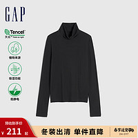 Gap 盖璞 女装冬季2023紧身半高领长袖T恤889889打底衫 黑色 155/76A(XS)亚洲尺码