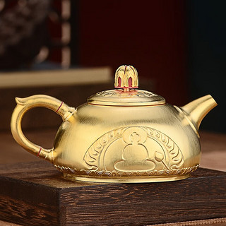 泰光银楼银茶壶999足银茶具放下银茶杯实用银镀金防烫公道杯烧水壶 单个茶壶 银重约160克