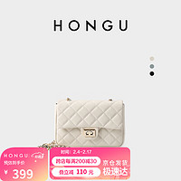 HONGU 红谷 包包牛皮单肩腋下包菱格链条包斜挎小方包女士包 H5125796