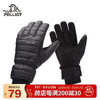 PELLIOT 伯希和 户外骑行棉手套 加厚保暖耐磨防滑可触屏 曜石黑