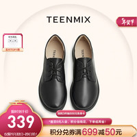 天美意皮鞋女鞋通勤单鞋女春季CCJ36AM3【新年】 黑色 37