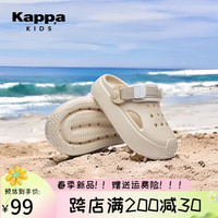 Kappa Kids卡帕童鞋儿童凉鞋洞洞鞋包头防滑软底外穿凉拖鞋 米色 24码