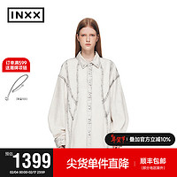 英克斯（inxx）潮牌春宽松休闲牛仔长袖衬衣衬衫XCE1040147 灰白色 XS