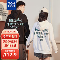唐狮 TONLION字母印花连帽卫衣 男款/黑色 XL
