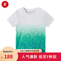 reima 男女儿童大童T恤2022春夏新款字母印花休闲凉感圆领短袖T恤 绿松石海 120cm(122cm)