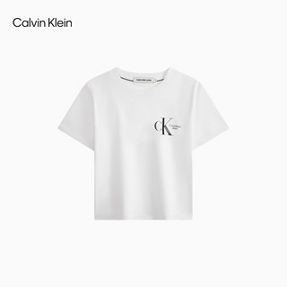 Calvin Klein Jeans24春夏女士纯棉字母印花潮流辣妹短款短袖T恤J223495 YAF-月光白 S