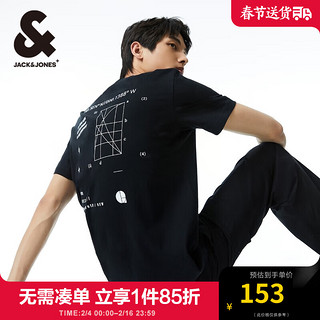 杰克·琼斯（JACK&JONES）男装春夏短袖潮流渐变喷绘字母印花纯棉短袖T恤男224101110 E40 黑色 常规 E40 黑色 195/112A/XXXL