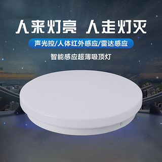 HDled吸顶灯简约现代阳台灯走廊玄关楼道圆形亚克力物业灯具12W白光 常亮款 12w 白光 直径26cm