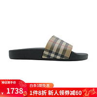 巴宝莉（BURBERRY）女鞋经典格纹拖鞋居家凉拖露趾一字拖 8057037【欧码】 棕色 37