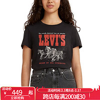 李维斯（Levi's）女生复古徽标T恤文化衫LOGO拼色夏装短袖奢侈品潮牌20431942 Horse Trio Black L