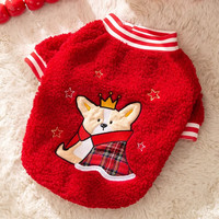 嬉皮狗(hipidog)过年狗狗衣服秋冬柯基柴犬法斗喜庆新年冬季保暖2023加厚绒衣 红色小狗 2XL (25-30斤)