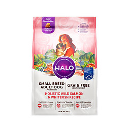 HALO 自然光环 美国Halo自然光环小型成犬粮鲜肉狗粮三文鱼&白鱼味 10磅
