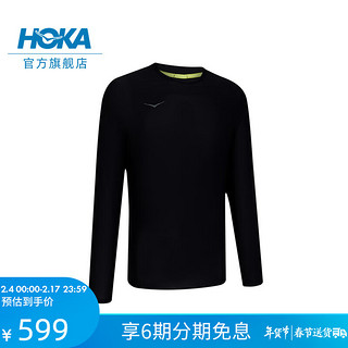 HOKA ONE ONE男款春夏专业跑步长袖T恤 AIROLITE RUN LONG SLEEVE 黑色 S