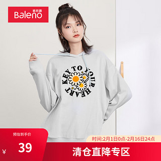 Baleno 班尼路 秋季卫衣女潮流时尚清新活力小雏菊印花连帽休闲少女风长袖上衣 0B2 M