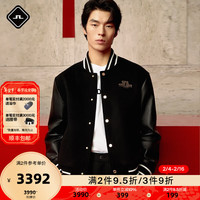 金林德伯格(J.Lindeberg)秋冬时装新春系列棒球领夹克羊毛皮质拼接外套524127001 RPR黑色 170/92A/S