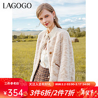 La·go·go 拉谷谷 lagogo拉谷谷软糯仿羊羔毛外套女2023秋冬新款保暖气质麂皮绒拼接 浅驼色(S3) 160/M/38