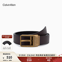 卡尔文·克莱恩 Calvin Klein Jeans男休闲双面用针扣牛皮腰带新年礼物HC0774 248-咖啡色 90