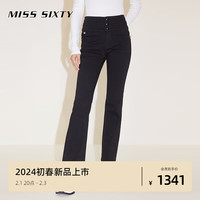MISS SIXTY2024春季牛仔裤女三环高腰四面弹显瘦微喇裤黑色 黑色 25