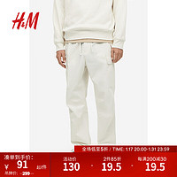 H&M 男装休闲裤多口袋工装裤1106189 白色 170/80A