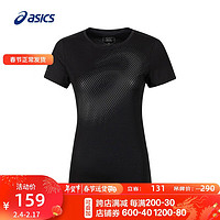 ASICS 亚瑟士 女子舒适T恤反光夜视跑步短袖 2012C434-001 黑色 M